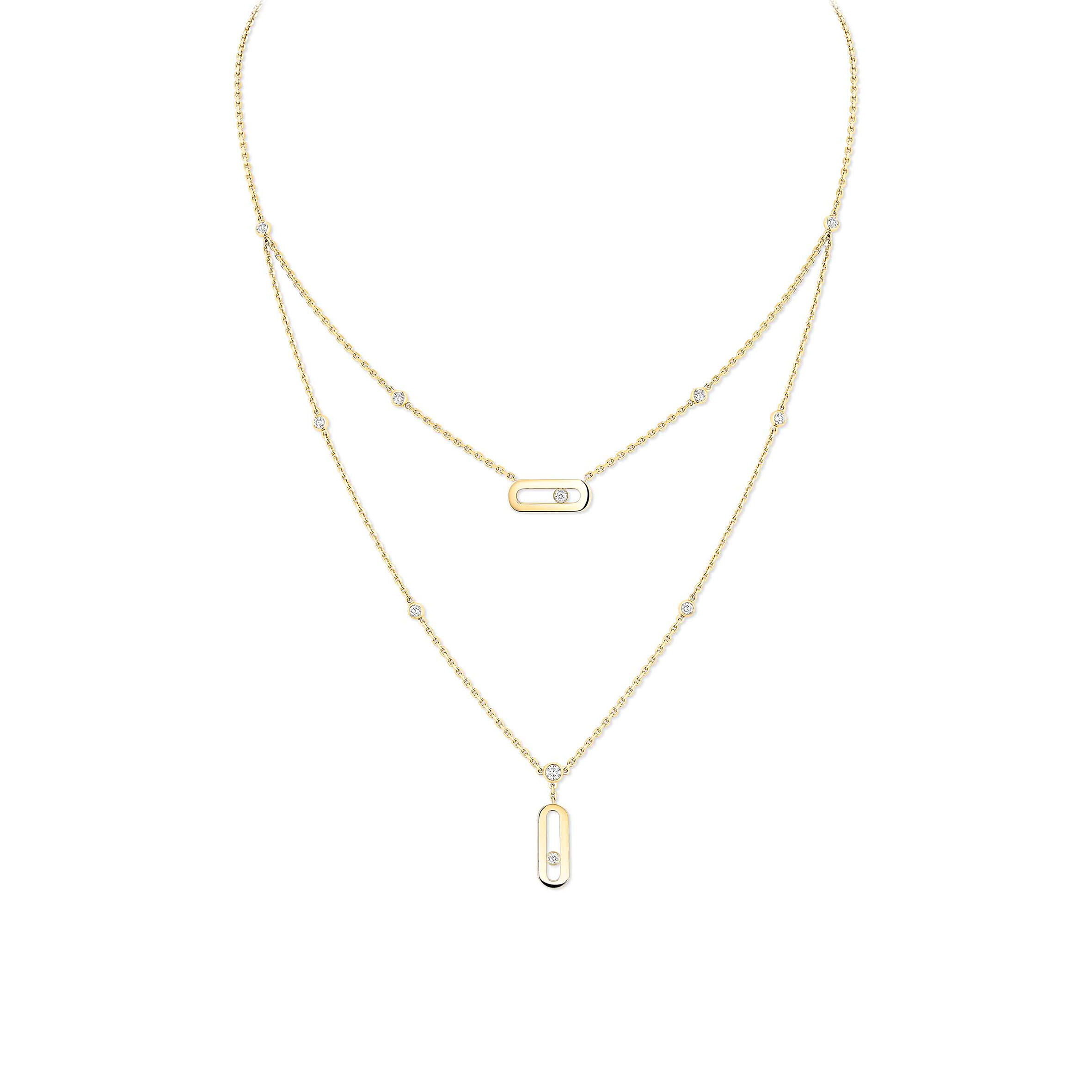 Mes1kaa move uno two-row necklace yellow gold d1am0nd necklace 08852-yg